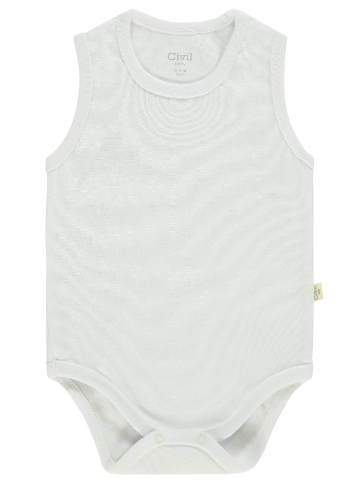 Civil Baby 3'lü Düz Sıfır Kol 3-36 Ay Çıtçıtlı Badi - Bej