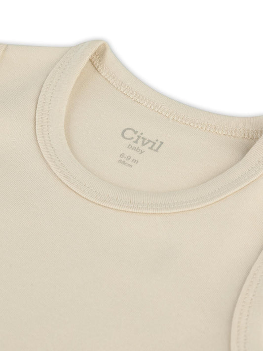 Civil Baby 3'lü Düz Sıfır Kol 3-36 Ay Çıtçıtlı Badi - Bej