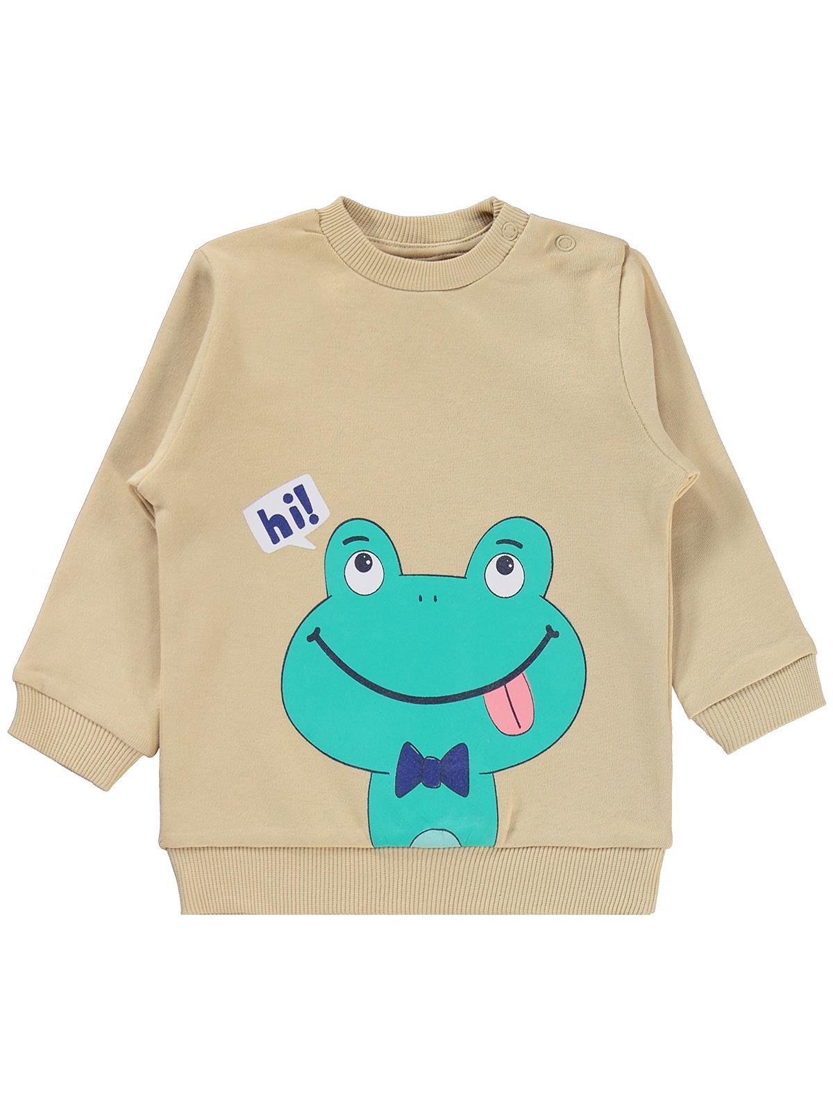 Civil Baby Erkek Bebek Kurbağa Baskılı 6-18 Ay Takım - Kahverengi