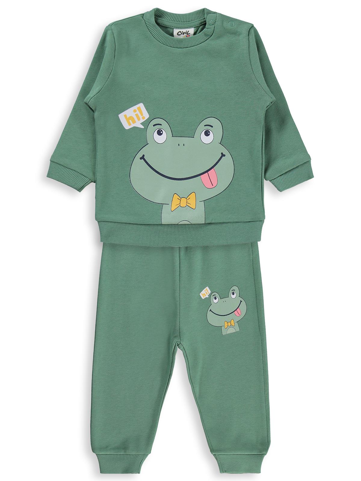 Civil Baby Erkek Bebek Kurbağa Baskılı 6-18 Ay Takım - Sarı