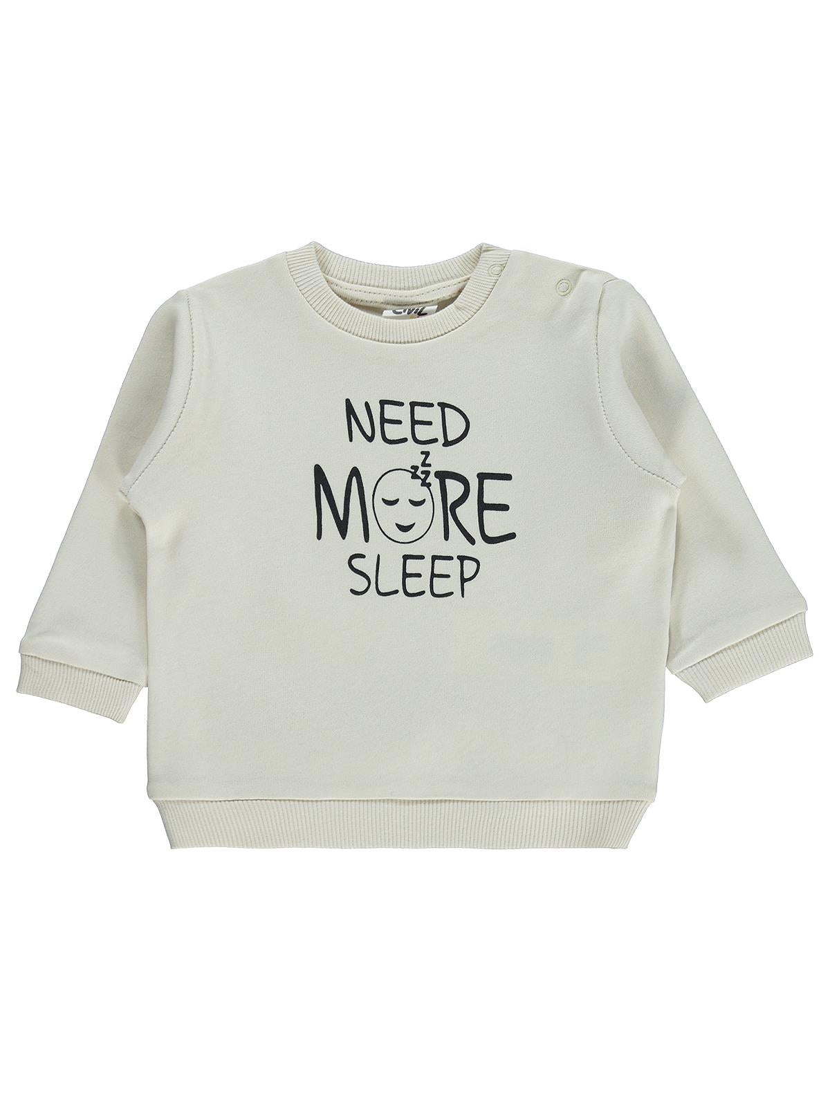Civil Baby Need More Sleep Baskılı 6-18 Ay Sweatshirt - Fil Dişi