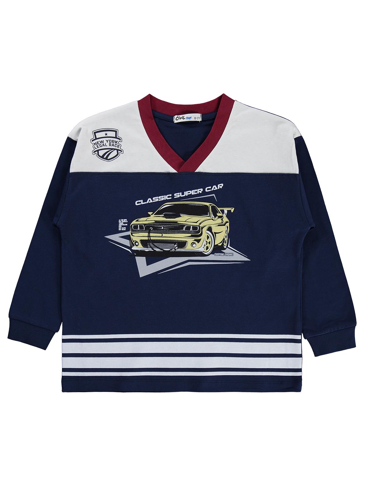 Civil Boys Araba Baskılı 10-13 Yaş Pijama Takımı - Lacivert