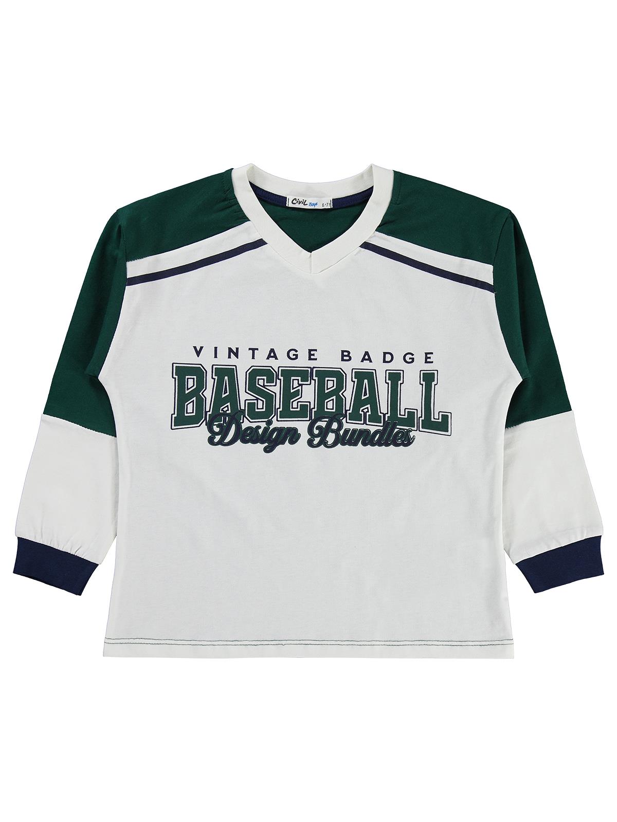 Civil Boys Baseball Baskılı 10-13 Yaş Pijama Takımı - Yeşil