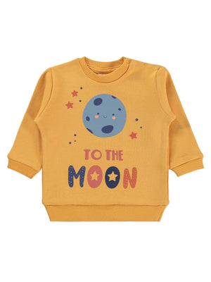 Civil Baby To The Moon Baskılı 6-18 Ay Sweatshirt - Hardal