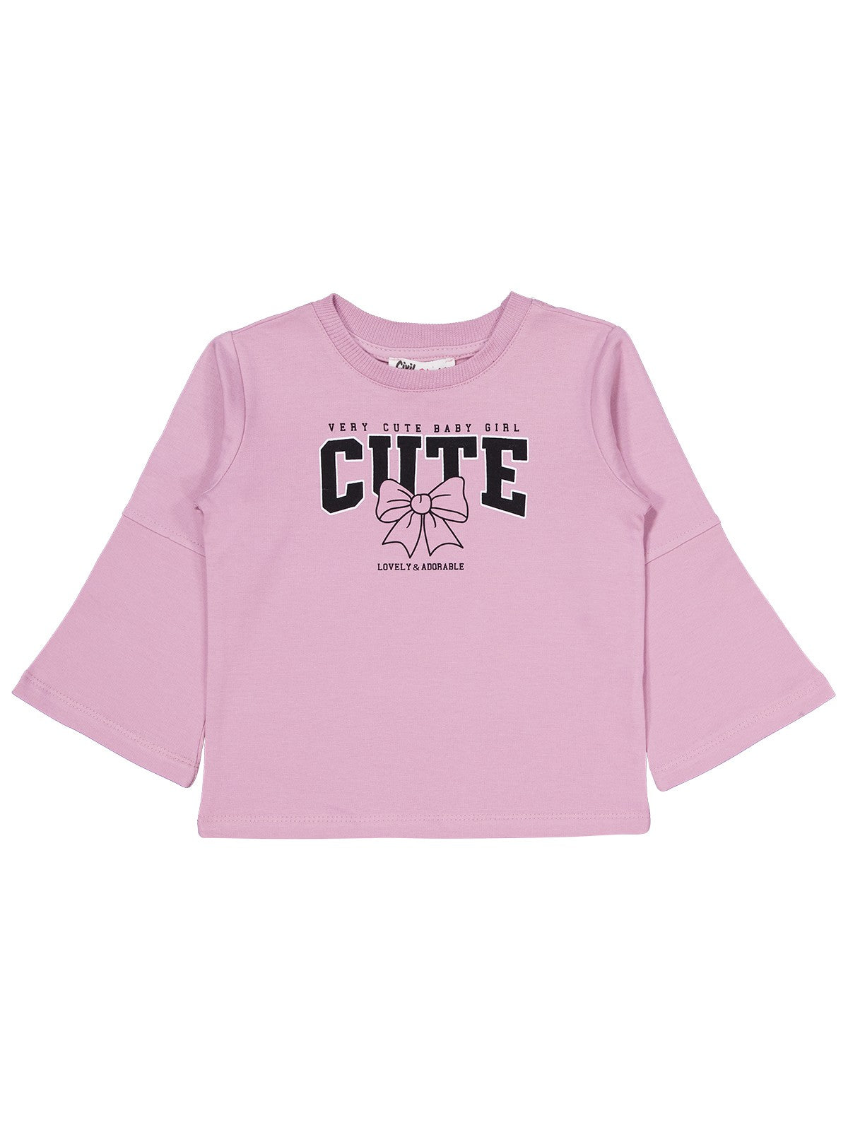 Civil Girls Cute Fiyonk Baskılı 2-5 Yaş Takım - Pembe