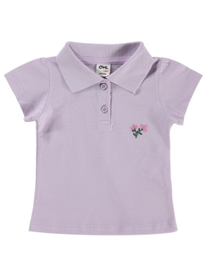 Civil Baby Çiçek Nakışlı Basic 6-18 Ay Tişört - Lila