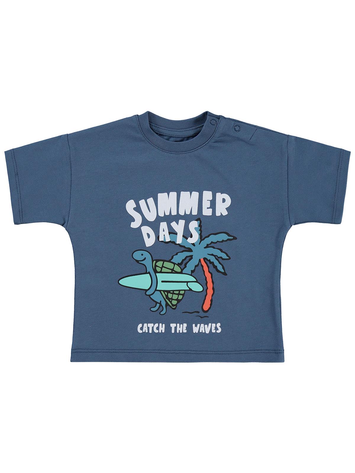 Civil Baby Summer Days Baskılı 3-12 Ay Tişört - Mavi