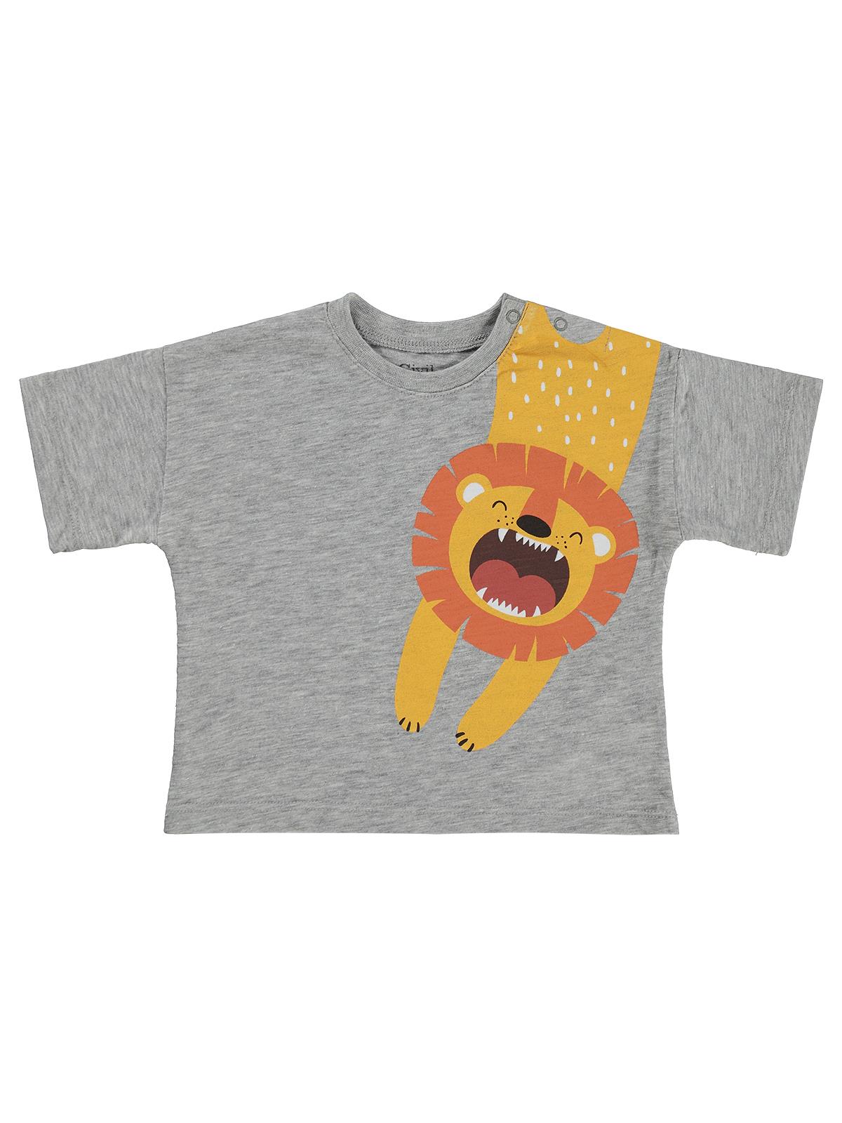 Civil Baby Aslan Baskılı 3-12 Ay Tişört - Gri