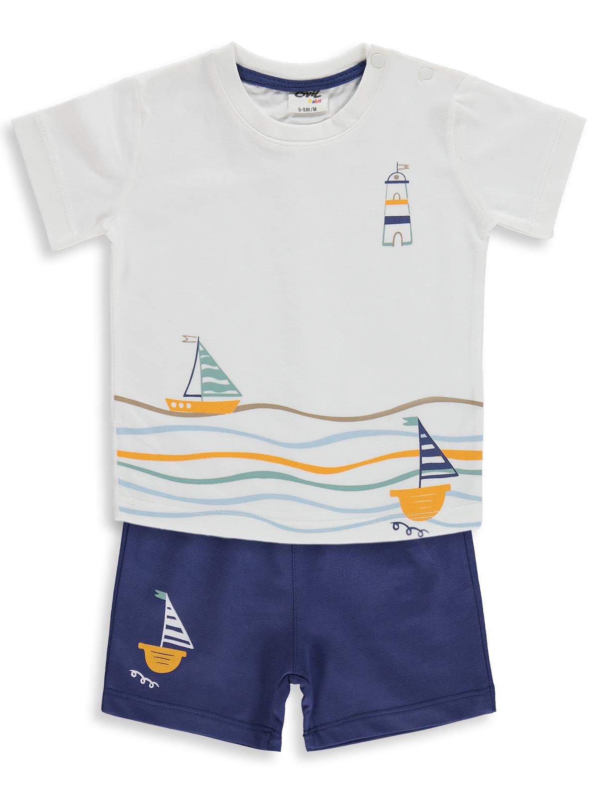 Civil Baby Yelken Baskılı 6-18 Ay Takım - Mavi