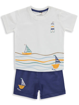 Civil Baby Yelken Baskılı 6-18 Ay Takım - Mavi