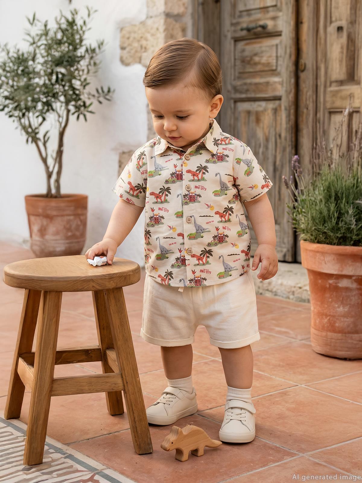 Civil Baby Hayvan Baskılı 6-18 Ay Gömlek - Ekru