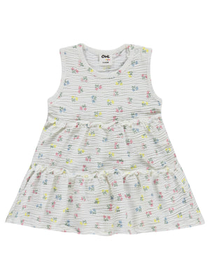 Civil Baby Çiçek Empirme 6-18 Ay Elbise - Ekru