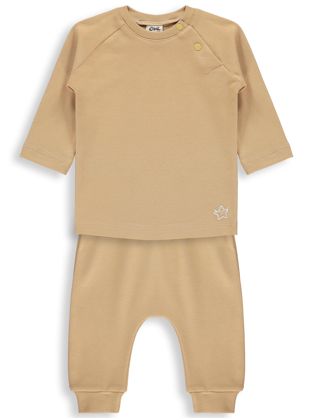 Civil Baby Yıldız Nakışlı 3-18 Ay Takım - Gri