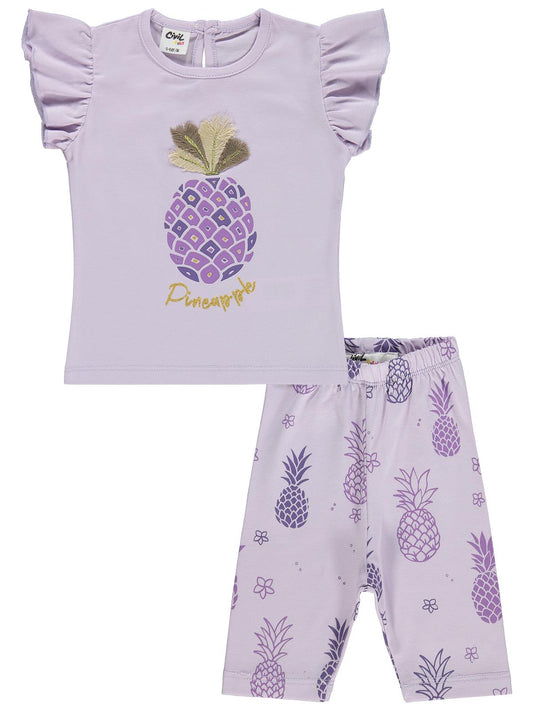 Civil Baby Ananas Baskılı 6-18 Ay Takım - Lila