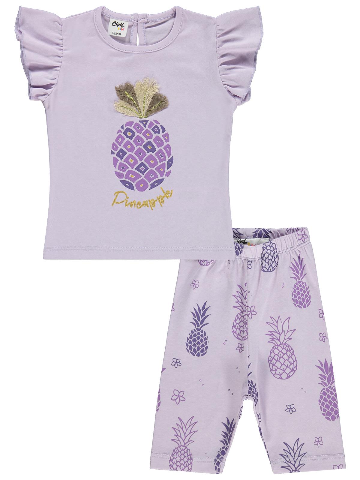 Civil Baby Ananas Baskılı 6-18 Ay Takım - Lila