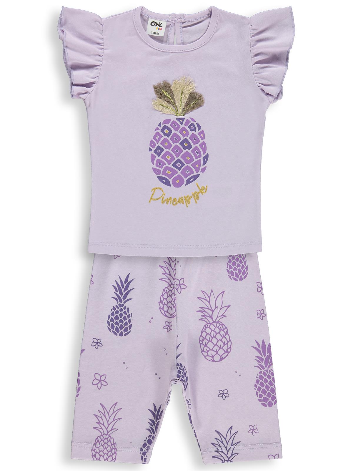 Civil Baby Ananas Baskılı 6-18 Ay Takım - Lila