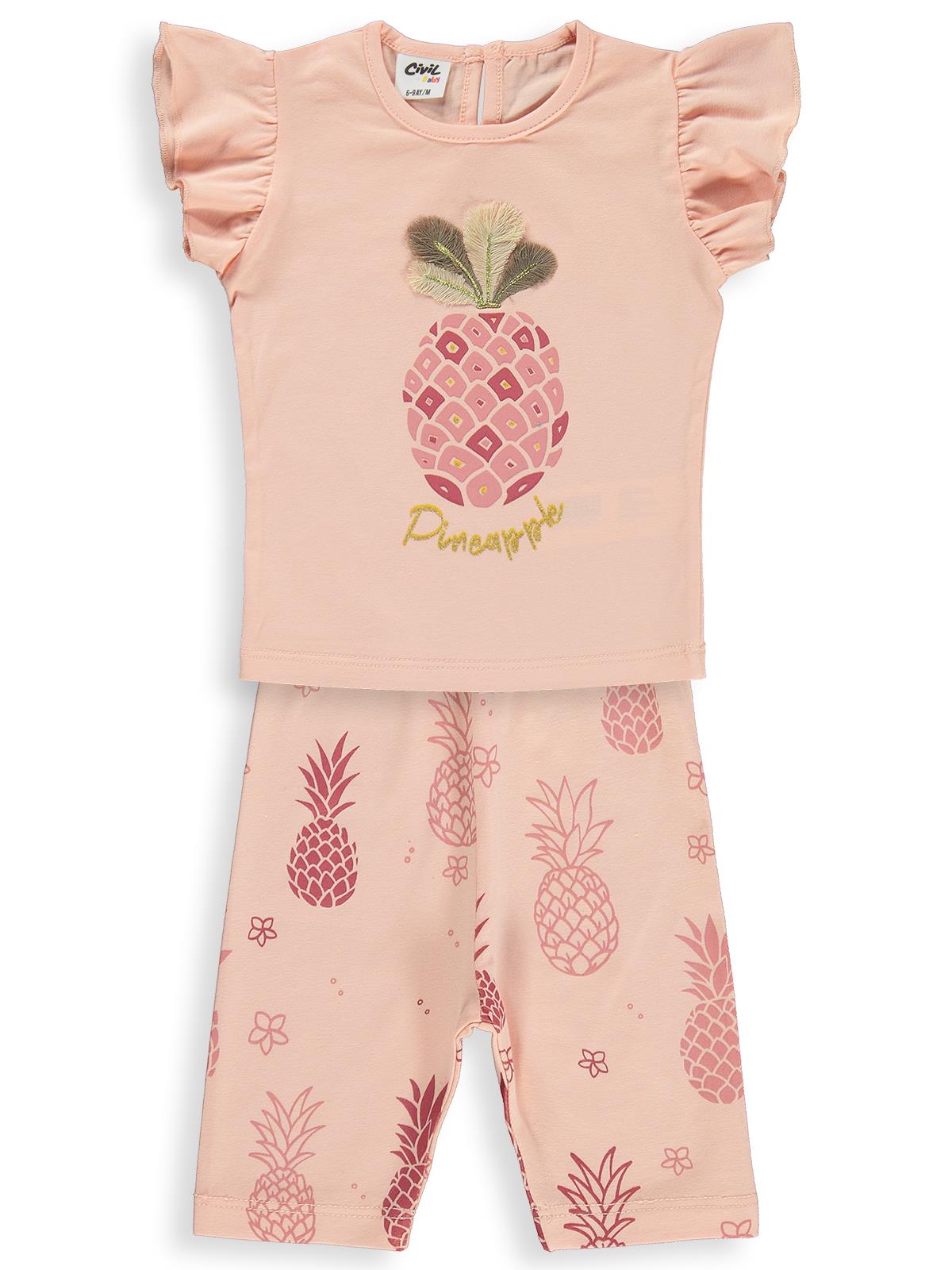 Civil Baby Ananas Baskılı 6-18 Ay Takım - Pudra