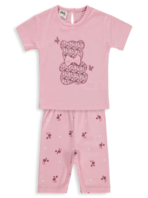Civil Baby Ayıcık Baskılı Fiyonklu 6-18 Ay Takım - Pembe