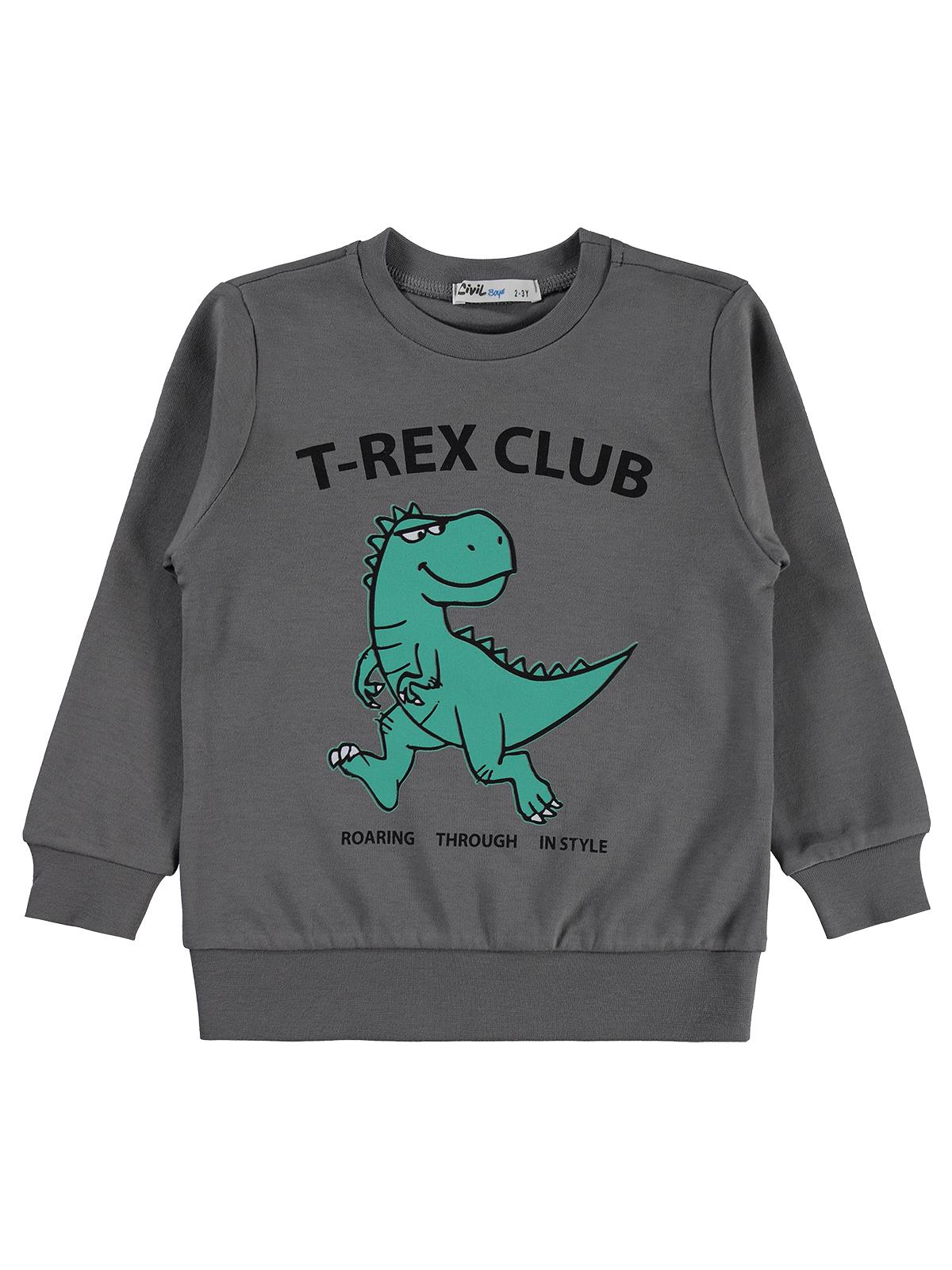 Civil Boys Trex Club Baskılı 2-5 Yaş Sweatshirt Km - Gri