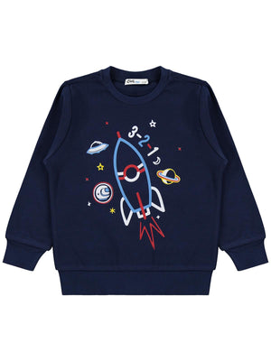 Civil Boys Uzay Mekiği Baskılı 2-5 Yaş Sweatshirt Km - Lacivert