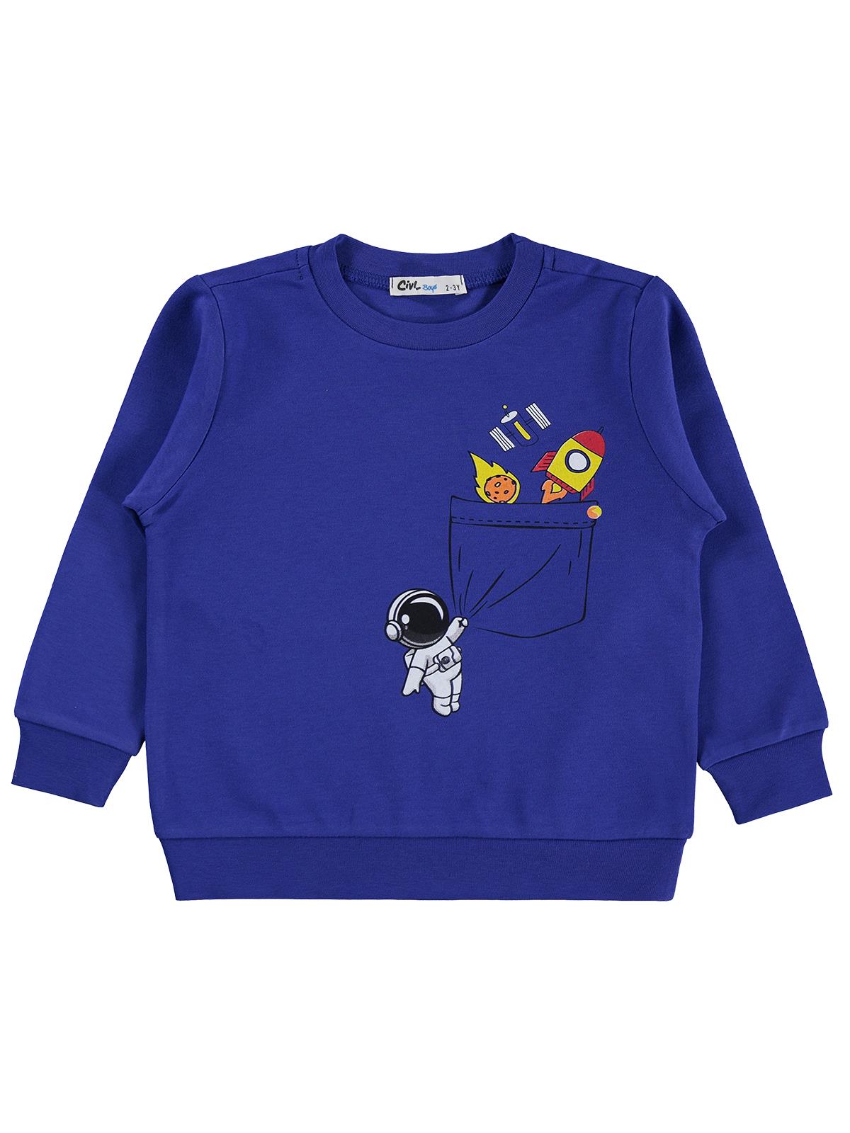 Civil Boys Astronot Baskılı 2-5 Yaş Sweatshirt Km - Gri