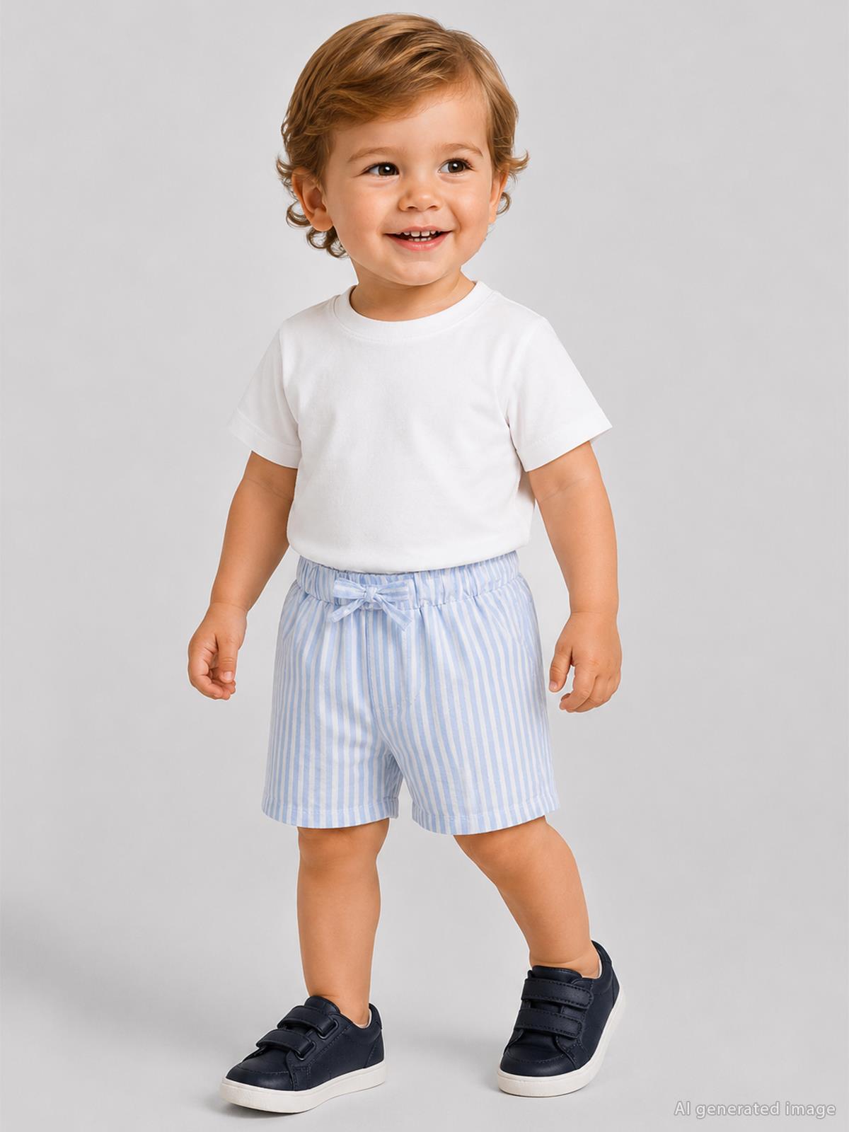 Civil Baby Çizgili 6-18 Ay Şort - Mavi
