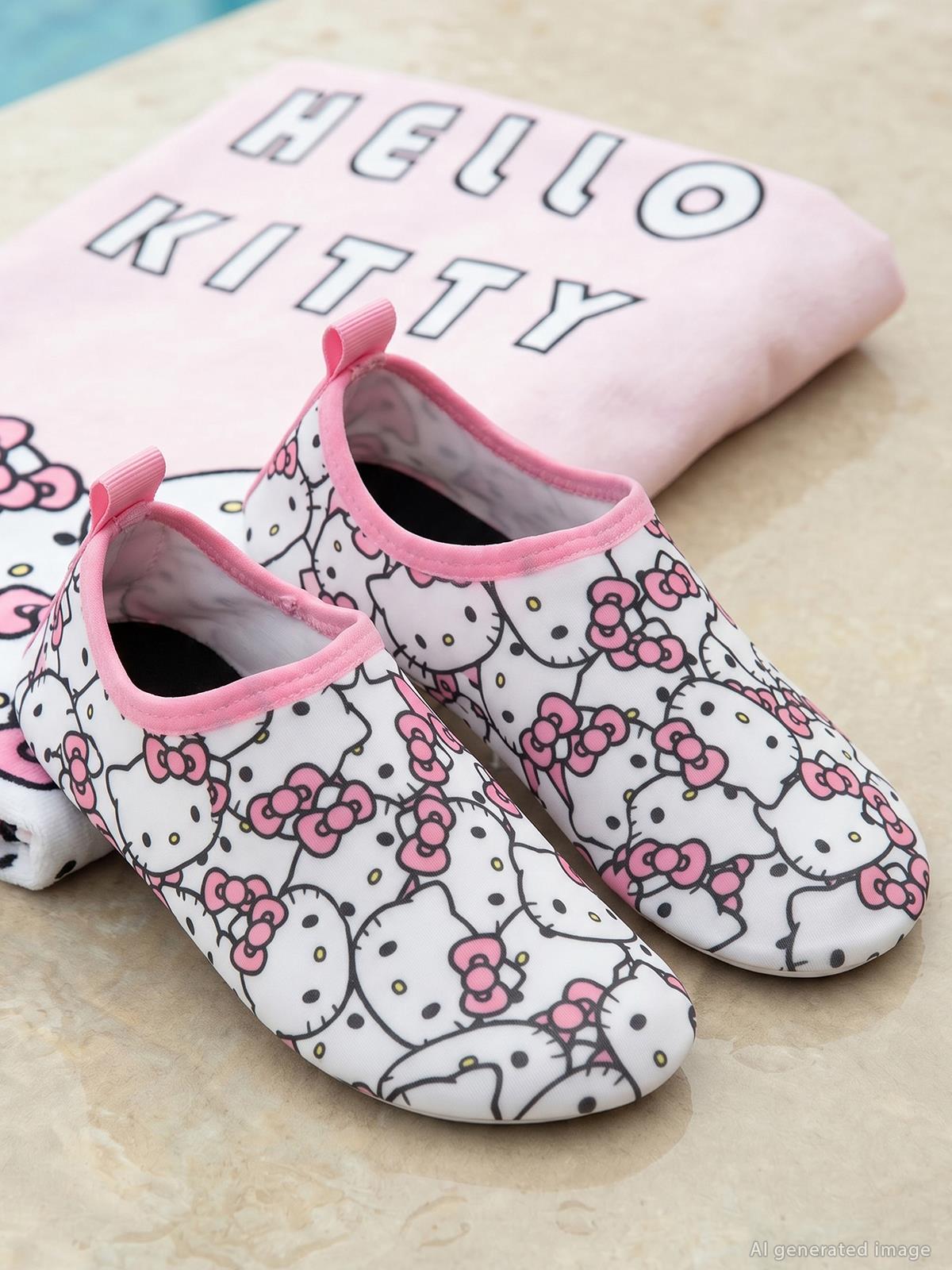 Hello Kitty Baskılı Tabanlı 32-36 Numara Deniz Ayakkabısı - Beyaz