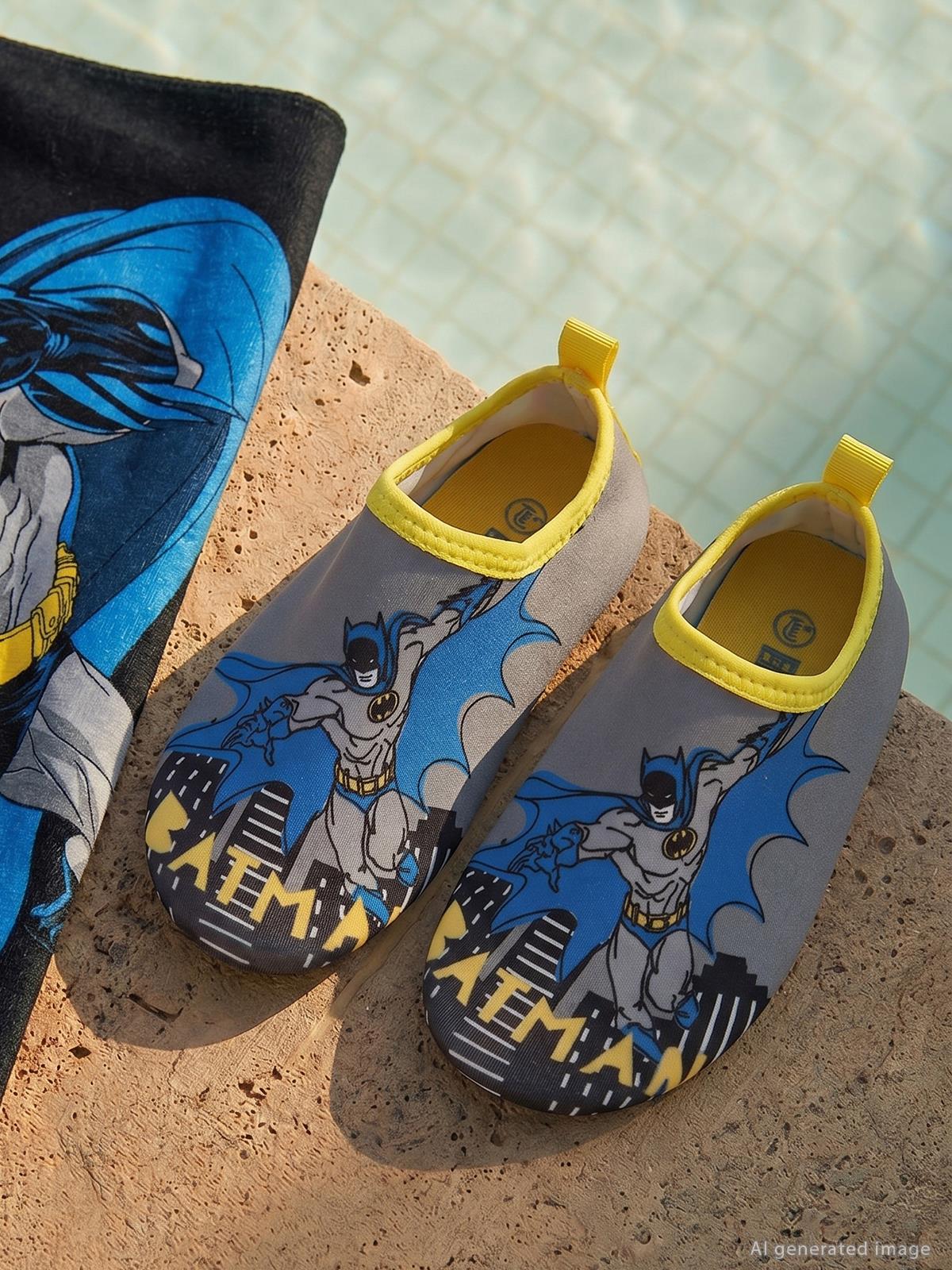 Batman Baskılı Tabanlı 26-30 Numara Deniz Ayakkabısı - Gri