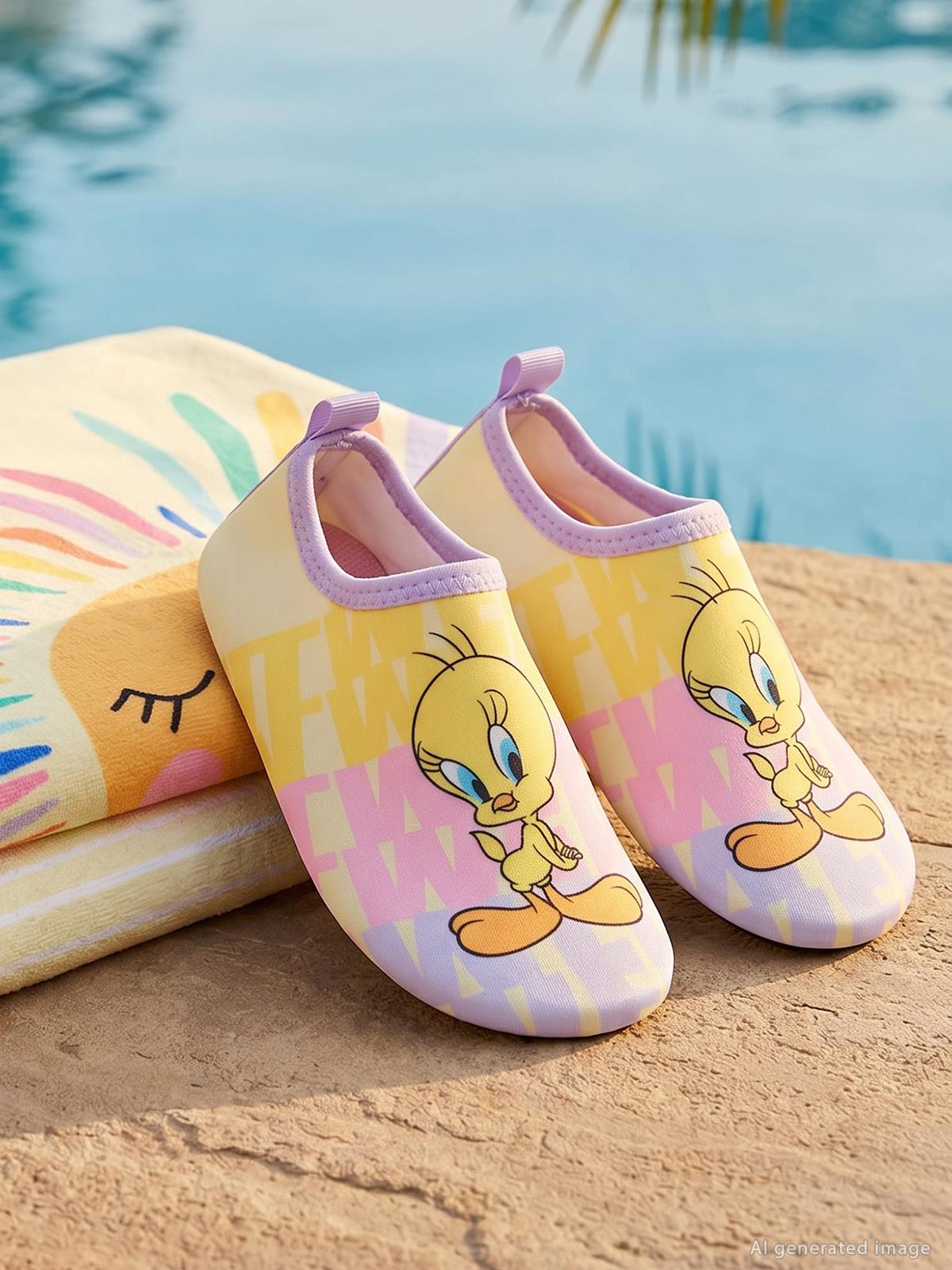 Tweety Baskılı Tabanlı 26-30 Numara Deniz Ayakkabısı - Sarı
