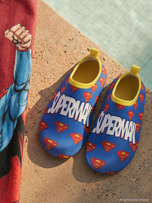 Superman Baskılı Tabanlı 32-36 Numara Deniz Ayakkabısı - Mavi