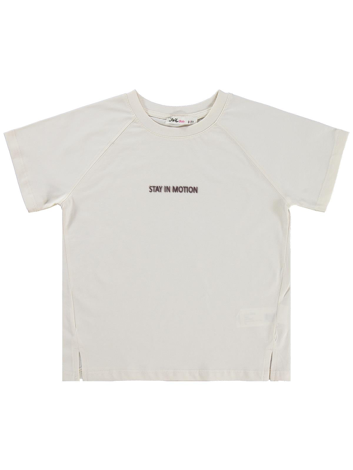 Civil Girls Stay in Motion 10-13 Yaş Tişört - Bej