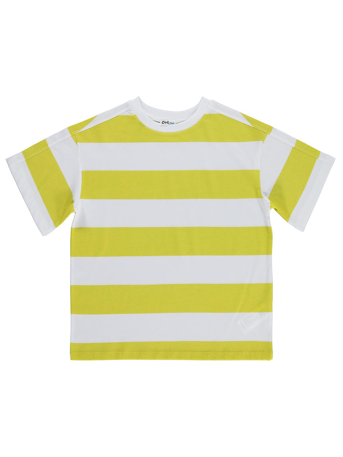 Civil Boys Basic Çizgili 6-9 Yaş Tişört - Sarı