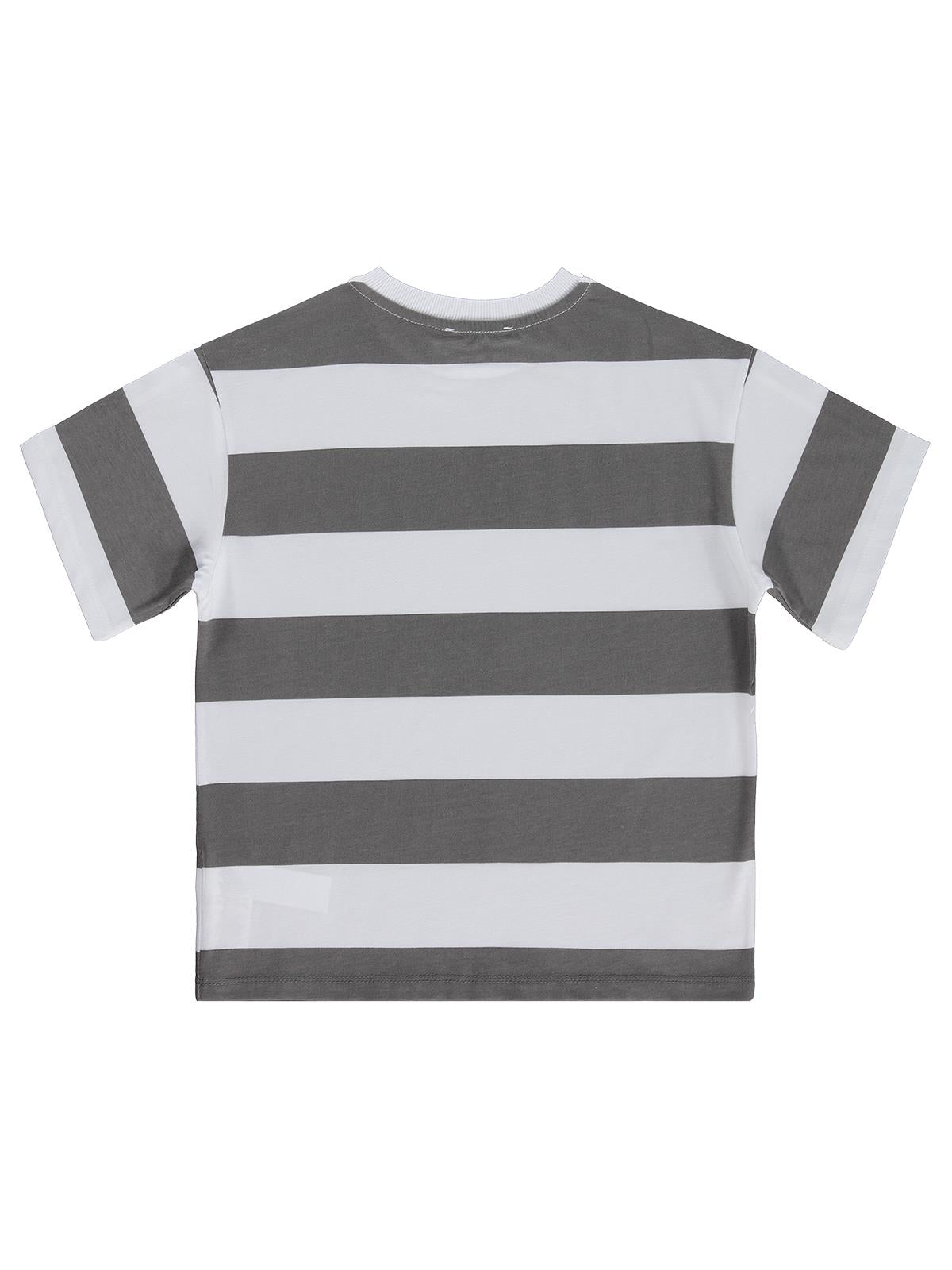 Civil Boys Basic Çizgili 10-13 Yaş Tişört - Gri