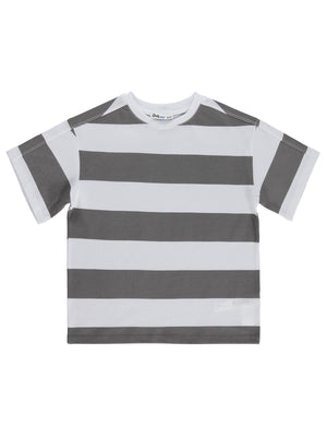Civil Boys Basic Çizgili 10-13 Yaş Tişört - Gri