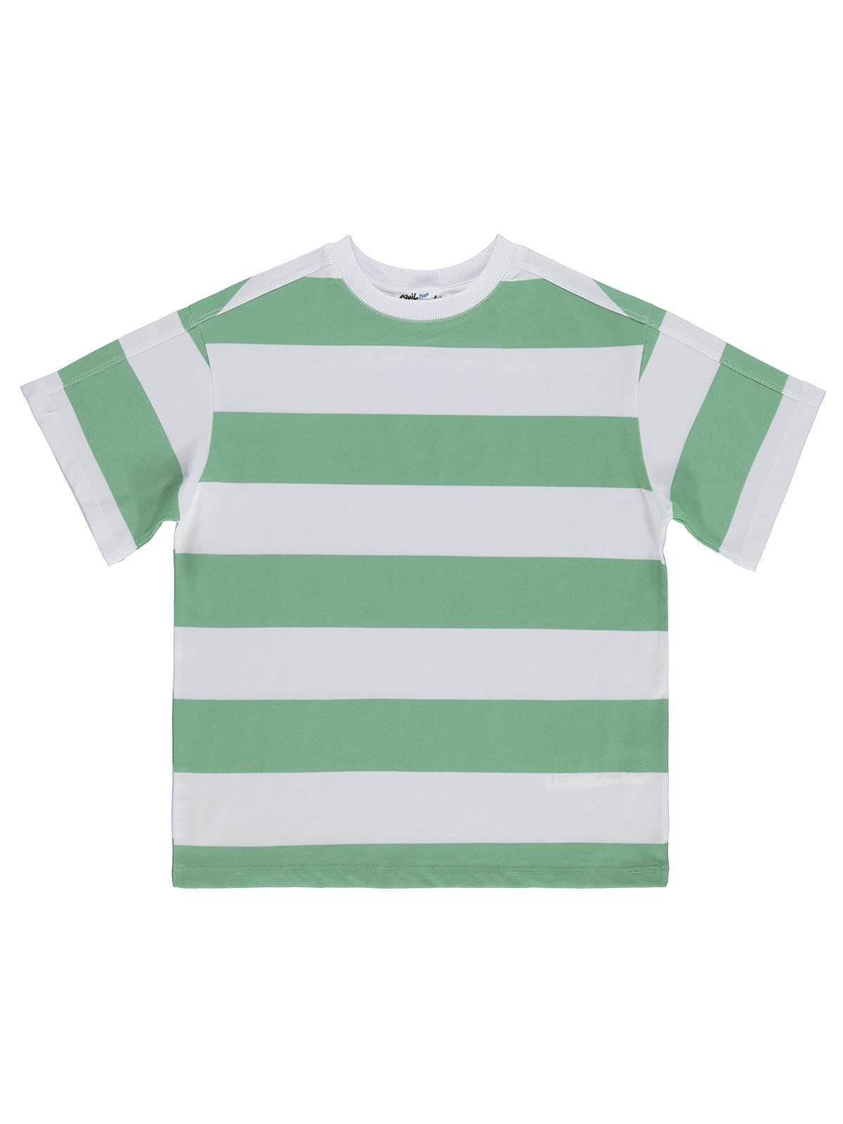 Civil Boys Basic Çizgili 6-9 Yaş Tişört - Yeşil