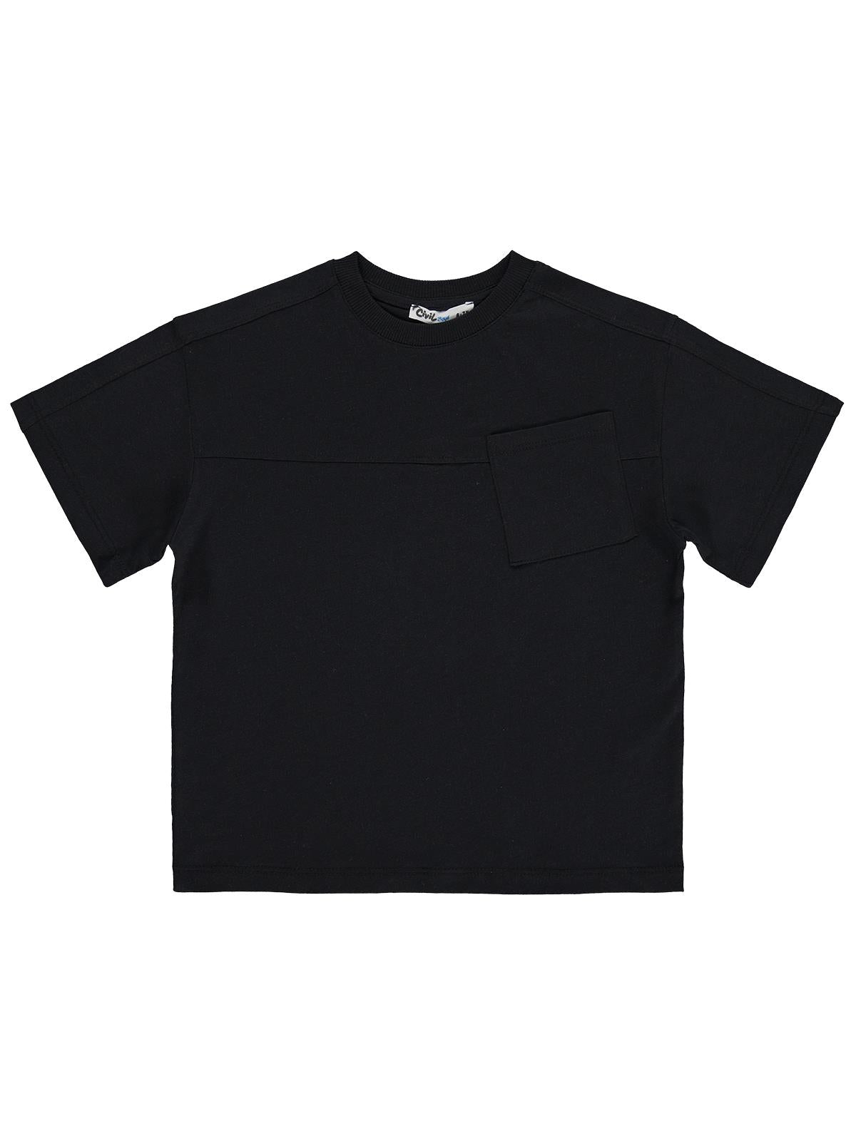 Civil Boys Basic Flamlı 10-13 Yaş Tişört - Siyah