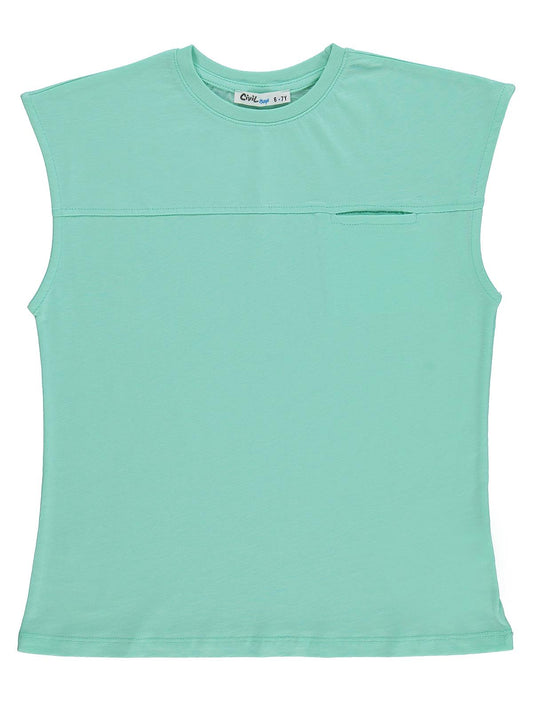 Civil Boys Basic Sıfır Kol 6-9 Yaş Tişört - Yeşil