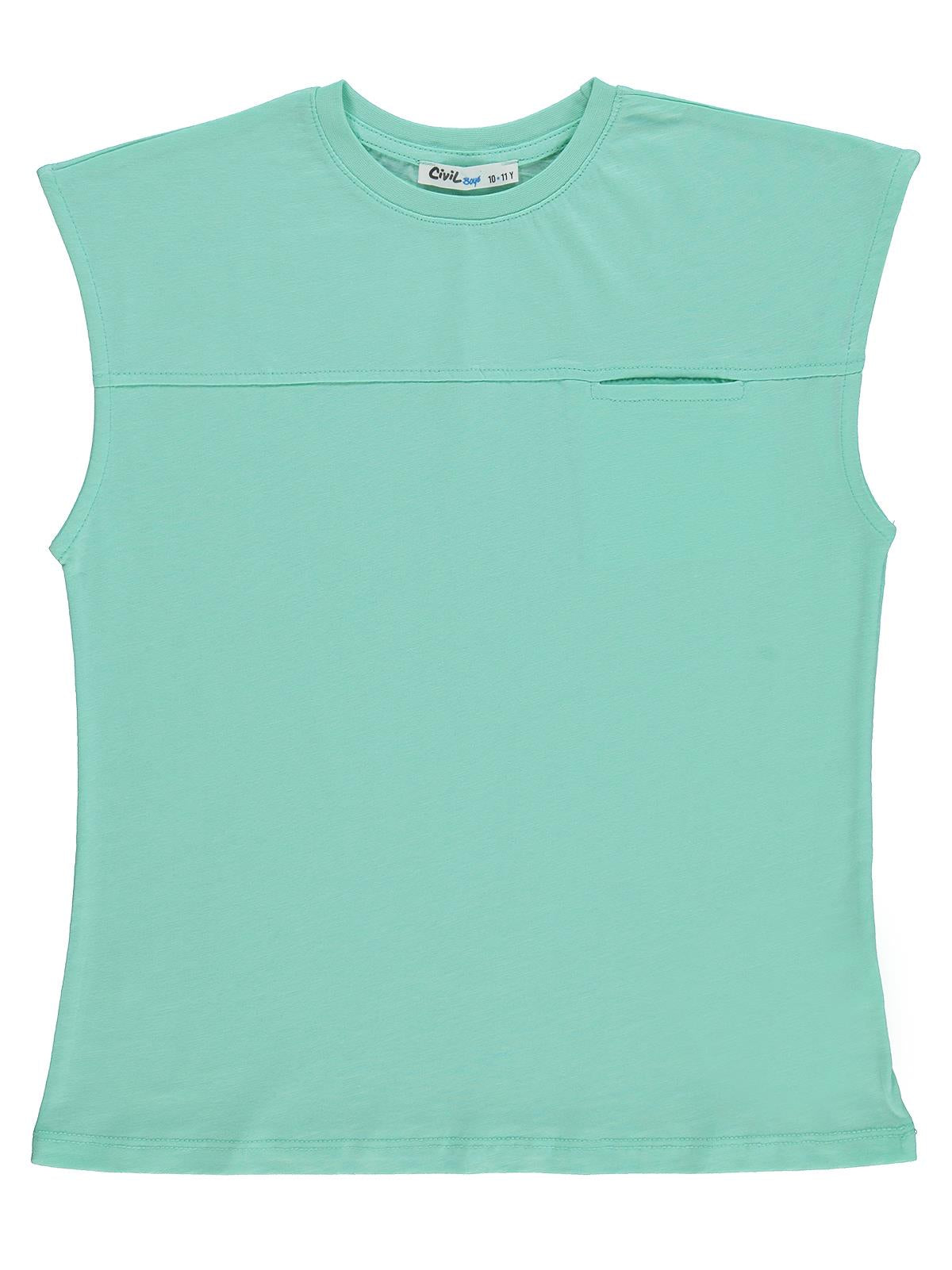 Civil Boys Basic Sıfır Kol 10-13 Yaş Tişört - Yeşil