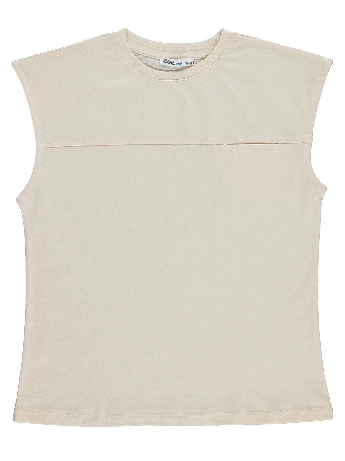 Civil Boys Basic Sıfır Kol 10-13 Yaş Tişört - Ekru