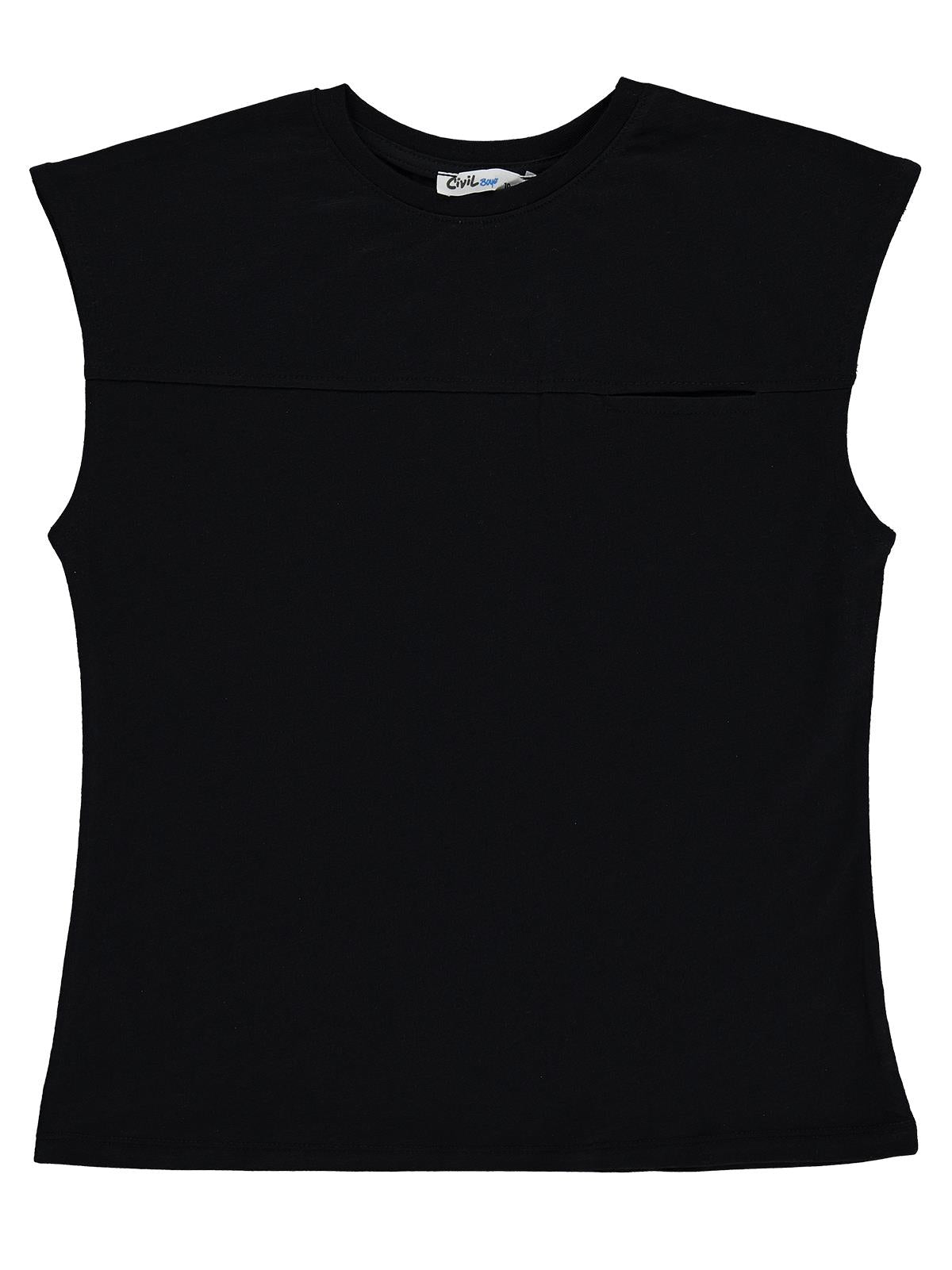 Civil Boys Basic Sıfır Kol 10-13 Yaş Tişört - Siyah