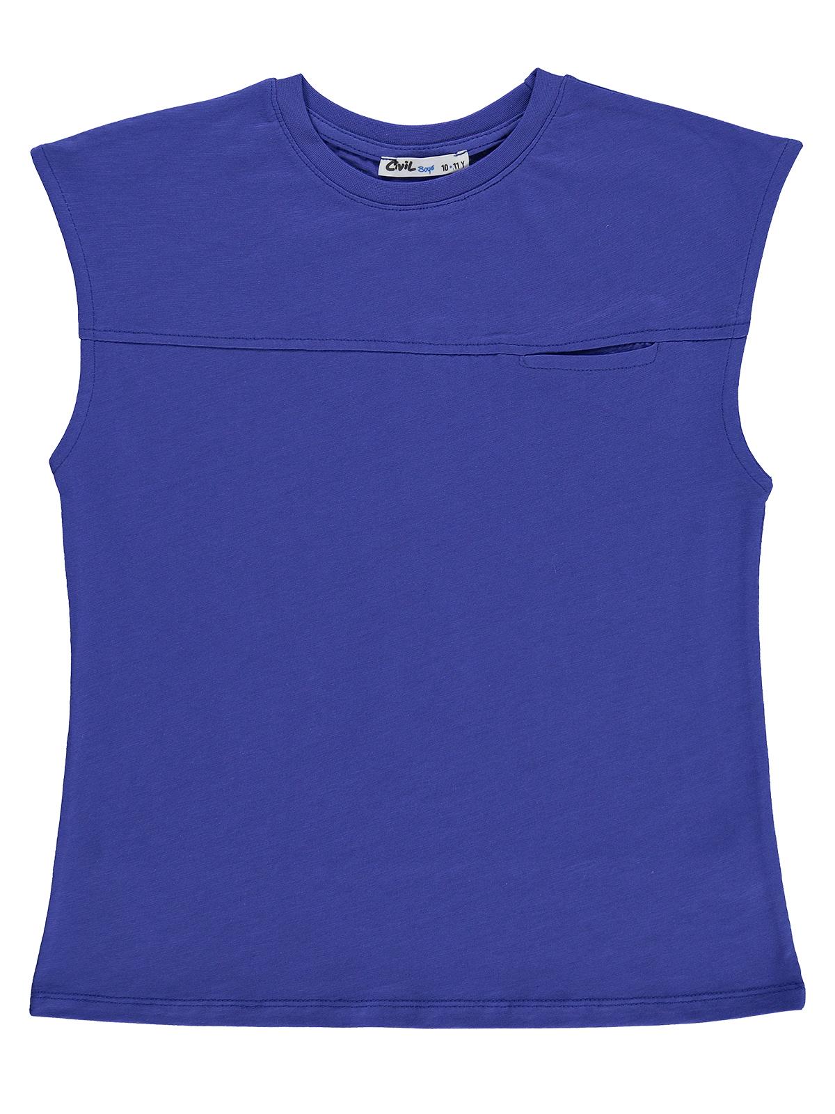 Civil Boys Basic Sıfır Kol 10-13 Yaş Tişört - Mavi