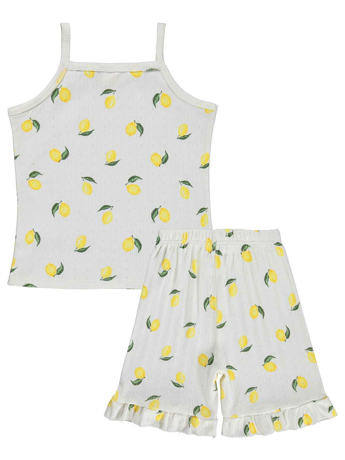 Civil Girls Limon Desenli Şortlu 6-9 Yaş Pijama Takımı - Kırık Beyaz