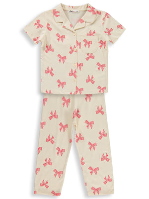 Civil Girls Fiyonk Desenli 2-5 Yaş Pijama Takımı - Fil Dişi