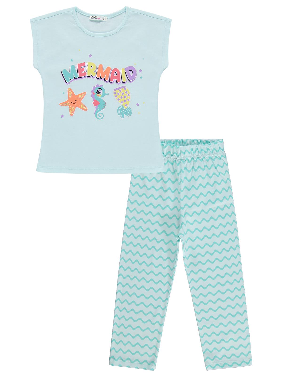 Civil Girls Mermaid Baskılı 10-13 Yaş Pijama Takımı - Yeşil