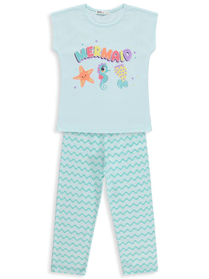 Civil Girls Mermaid Baskılı 6-9 Yaş Pijama Takımı - Yeşil
