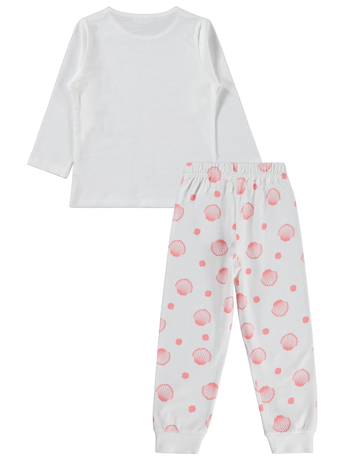 Civil Girls Deniz Kabuğu Desenli 2-5 Yaş Pijama Takımı - Kırık Beyaz