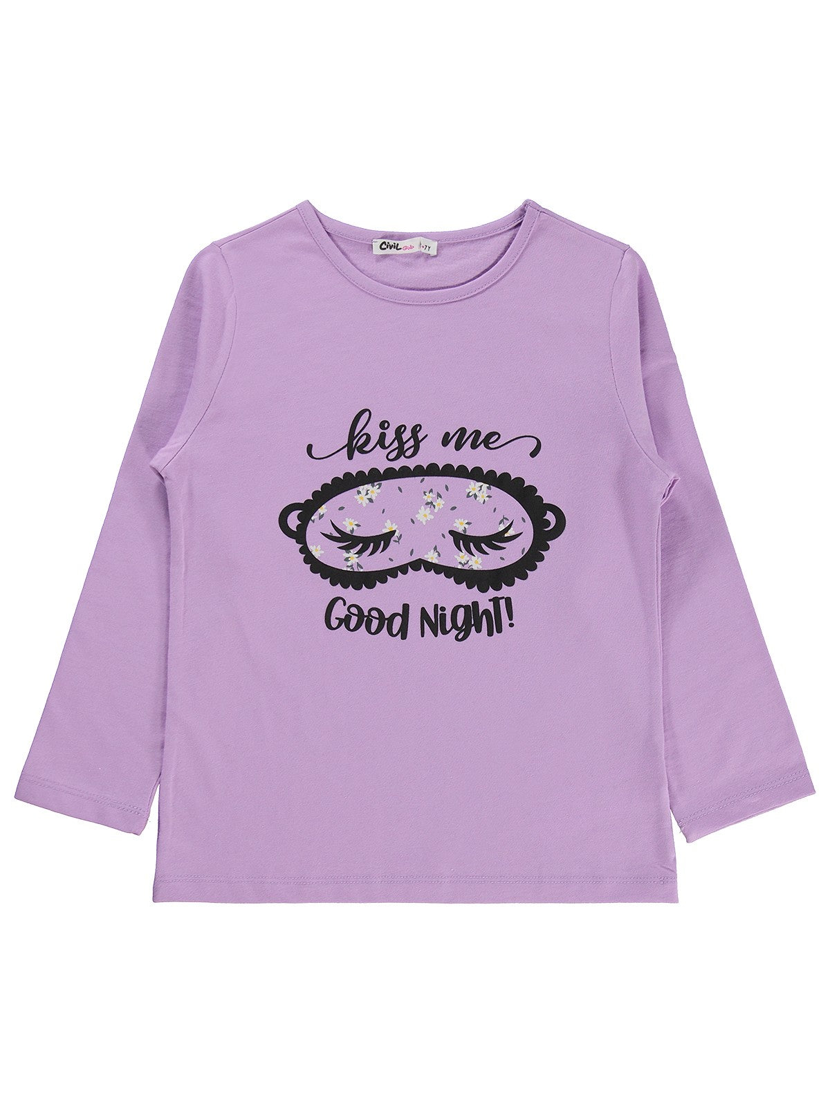Civil Girls Çiçek Desenli 6-9 Yaş Pijama Takımı - Lila