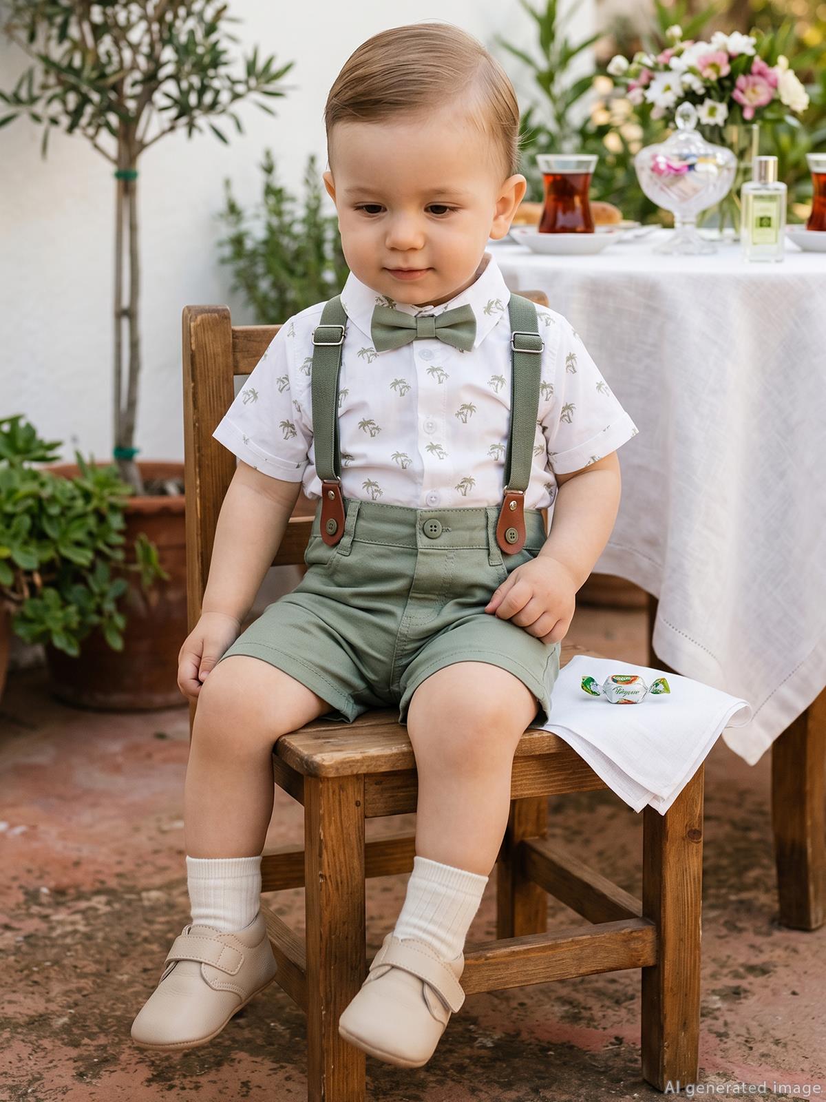 Civil Baby Papyonlu Askılı 6-18 Ay Takım - Haki