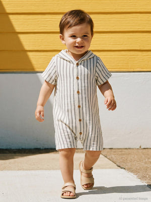 Civil Baby Çizgili Kapüşonlu 6-18 Ay Tulum - Lacivert