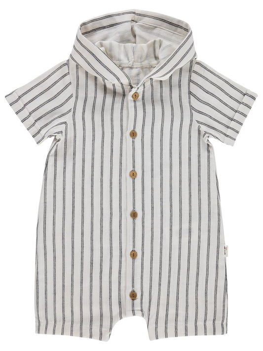 Civil Baby Çizgili Kapüşonlu 6-18 Ay Tulum - Lacivert
